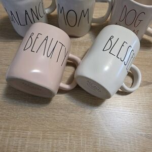 Rae Dunn Pink and Cream Mugs Set